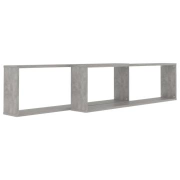 Wall Cube Shelf 2 pcs Concrete Grey 100x15x30 cm Engineered Wood