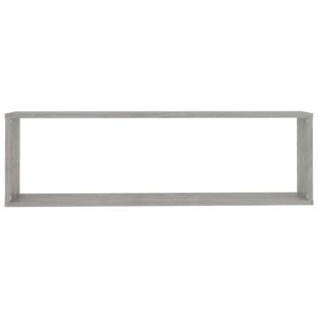 Wall Cube Shelf 2 pcs Concrete Grey 100x15x30 cm Engineered Wood