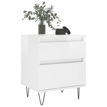 Bedside Cabinets 2 pcs High Gloss White 40x35x50 cm Engineered Wood