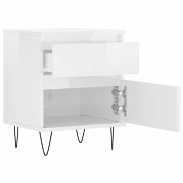 Bedside Cabinets 2 pcs High Gloss White 40x35x50 cm Engineered Wood