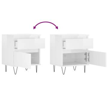 Bedside Cabinets 2 pcs High Gloss White 40x35x50 cm Engineered Wood