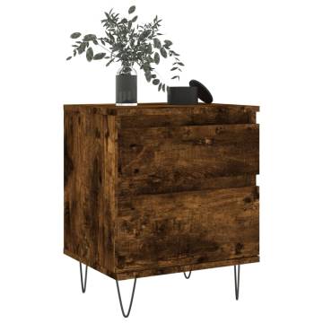 Bedside Cabinet Smoked Oak 40x35x50 cm Engineered Wood