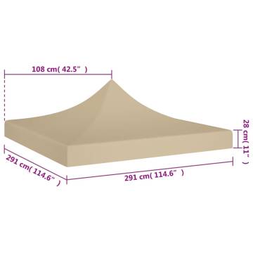 Party Tent Roof 3x3 m Beige 270 g/m²