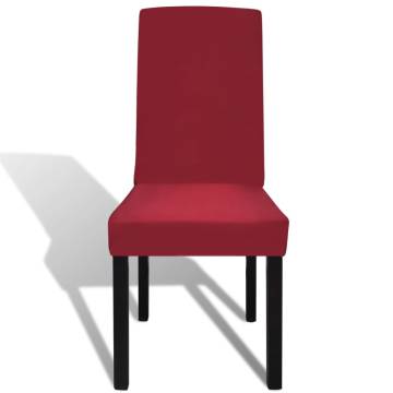 Straight Stretchable Chair Cover 4 pcs Bordeaux