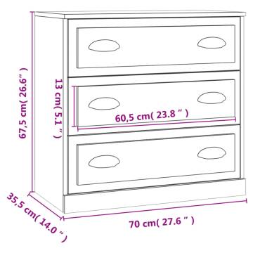 Sideboard Black 70x35.5x67.5 cm Engineered Wood