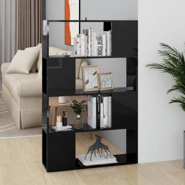 Book Cabinet Room Divider High Gloss Black 80x24x124.5 cm