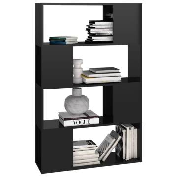 Book Cabinet Room Divider High Gloss Black 80x24x124.5 cm