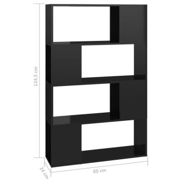 Book Cabinet Room Divider High Gloss Black 80x24x124.5 cm