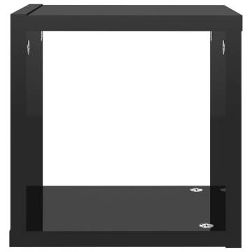 Wall Cube Shelves 4 pcs High Gloss Black 22x15x22 cm