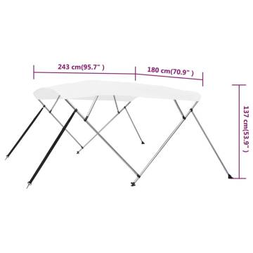 4 Bow Bimini Top White 243x180x137 cm