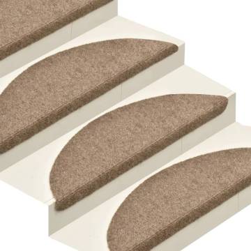 Self-adhesive Stair Mats 15 pcs Cream 65x21x4 cm Needle Punch