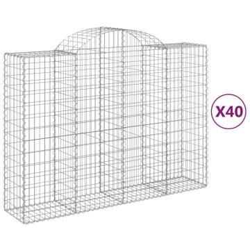 Arched Gabion Baskets 40 pcs 200x50x140/160 cm Galvanised Iron