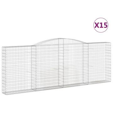 Arched Gabion Baskets 15 pcs 400x30x140/160 cm Galvanised Iron