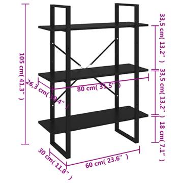 Book Cabinet Black 80x30x105 cm Engineered Wood