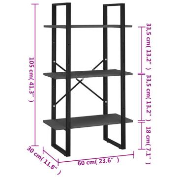 Storage Shelf Grey 60x30x105 cm Engineered Wood