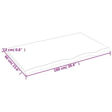 Bathroom Countertop 100x60x2 cm Untreated Solid Wood