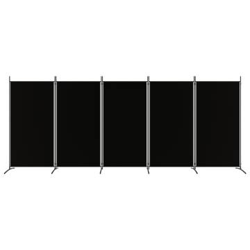 5-Panel Room Divider Black 433x180 cm Fabric