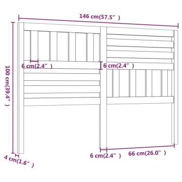 Bed Headboard White 146x4x100 cm Solid Wood Pine