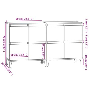 Sideboards 2 pcs Smoked Oak 60x35x70 cm Engineered Wood