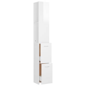 Bathroom Cabinet High Gloss White 25x26.5x170 cm Engineered Wood