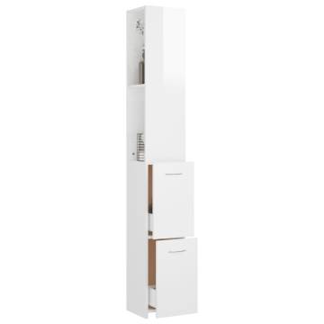 Bathroom Cabinet High Gloss White 25x26.5x170 cm Engineered Wood