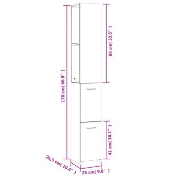 Bathroom Cabinet High Gloss White 25x26.5x170 cm Engineered Wood