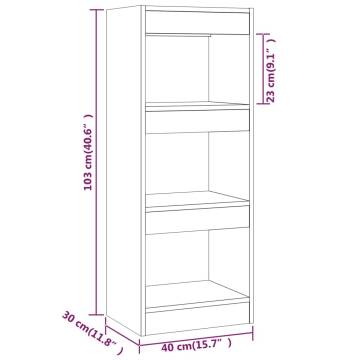 Book Cabinet/Room Divider High Gloss White 40x30x103 cm Engineered Wood