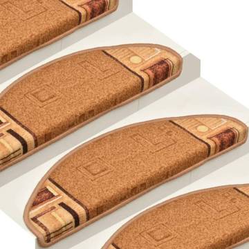 Self-adhesive Stair Mats 15 pcs Beige 65x21x4 cm