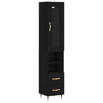 Highboard Black 34.5x34x180 cm Engineered Wood