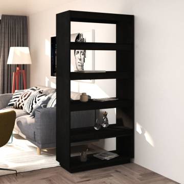 Book Cabinet/Room Divider Black 80x35x167 cm Solid Pinewood