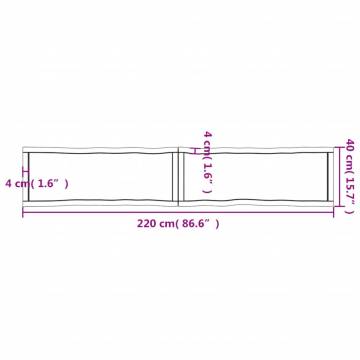 Table Top Light Brown 220x40x(2-4)cm Treated Solid Wood Live Edge