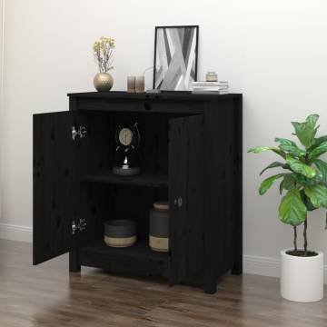 Sideboard Black 70x35x80 cm Solid Wood Pine