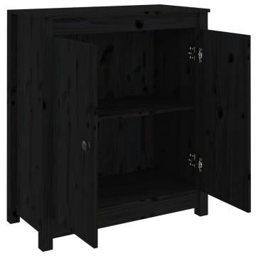 Sideboard Black 70x35x80 cm Solid Wood Pine