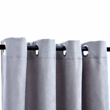 Blackout Curtains with Metal Rings 2 pcs Grey 140x245 cm