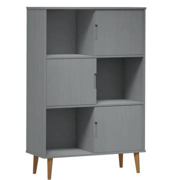 Bookcase MOLDE Grey 90x35x133,5 cm Solid Wood Pine