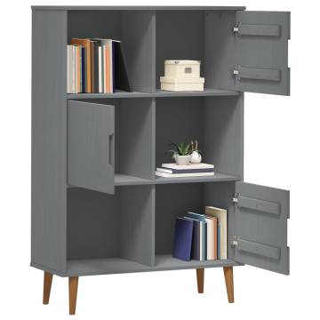 Bookcase MOLDE Grey 90x35x133,5 cm Solid Wood Pine