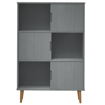 Bookcase MOLDE Grey 90x35x133,5 cm Solid Wood Pine