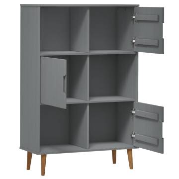 Bookcase MOLDE Grey 90x35x133,5 cm Solid Wood Pine