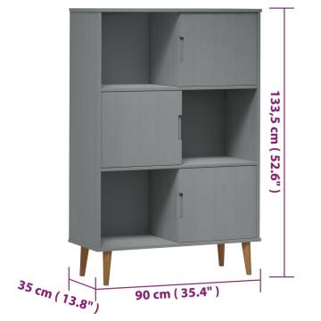 Bookcase MOLDE Grey 90x35x133,5 cm Solid Wood Pine