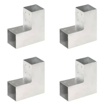 Post Connectors 4 pcs L Shape Galvanised Metal 81x81 mm