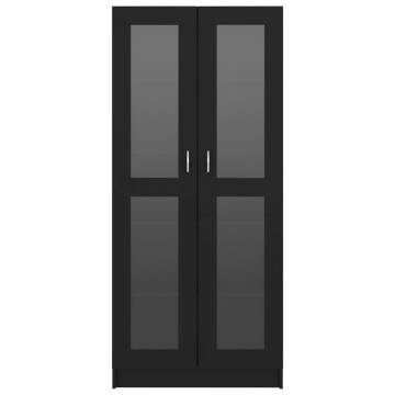 Vitrine Cabinet Black 82.5x30.5x185.5 cm Engineered Wood