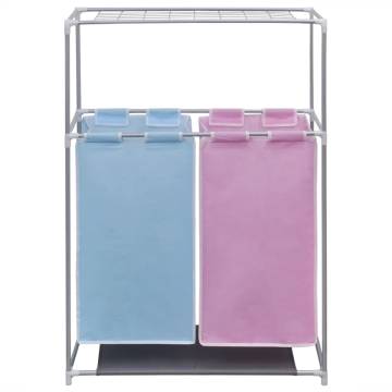 2-Section Laundry Sorter Hamper with a Top Shelf for Drying