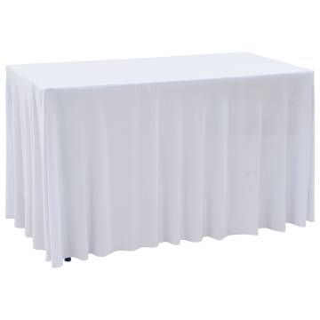 2 pcs Stretch Table Covers with Skirt 243x76x74 cm White