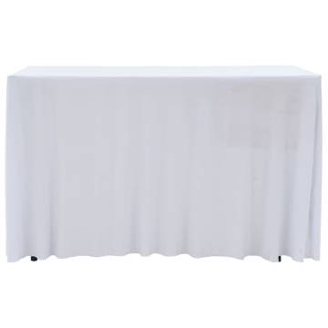 2 pcs Stretch Table Covers with Skirt 243x76x74 cm White