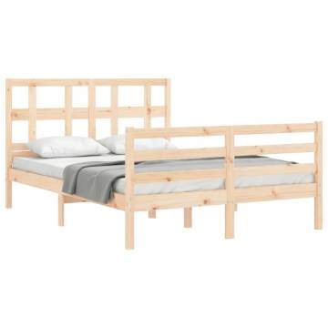 Bed Frame with Headboard Double Solid Wood