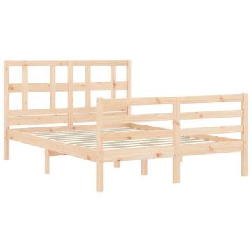 Bed Frame with Headboard Double Solid Wood