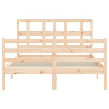 Bed Frame with Headboard Double Solid Wood