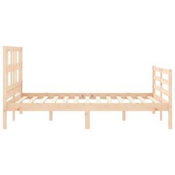 Bed Frame with Headboard Double Solid Wood