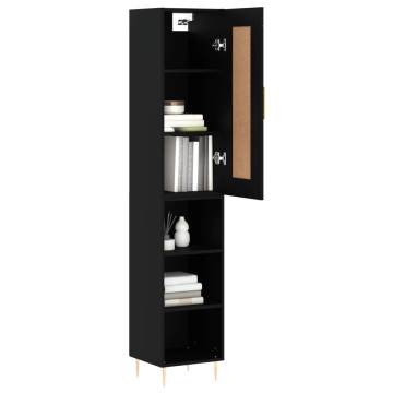 Highboard Black 34.5x34x180 cm Engineered Wood