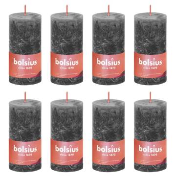 Bolsius Rustic Pillar Candles Shine 8 pcs 100x50 mm Stormy Grey